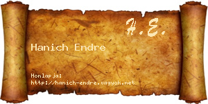 Hanich Endre névjegykártya